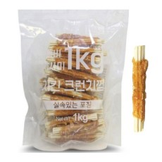 씹기좋은 치킨육포말이 바삭껌 대용량1kg 재료 교감 맛있는 건강 개, 1kg, 1개 - 강아지간식1kg