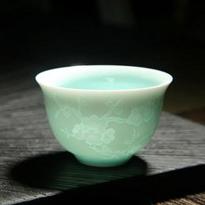 중국 쿵푸 찻잔 그림자 녹색 매화 난초 대나무 국화 물고기 세라, 14.Azure Plum, 1개