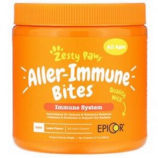 Zesty Paws 제스티파우 Aller Immune Bites 강아지용 면역시스템 90소프트츄 360g, 1개