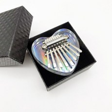 Kalimba 17 Keys 레인보우 아크릴 엄지 피아노 스타터 재미 클리어 핑거 피아노 케이스 스터디 소책자 튜닝 해머 스티커, 7 키 하트