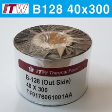 ITW B128 40mm*300M (10롤) 왁스레진 리본(먹지) 열전사 리본 바코드 라벨 프린터, 10개