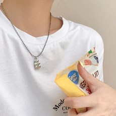 위파인더 곰돌이 푸짐하게 목걸이를 레이어드한 여성 인스힙합 레드체인쇄골사슬 연신 X4