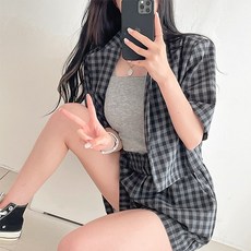 반팔자켓셋업