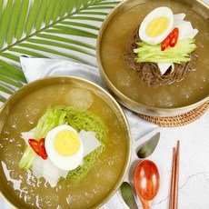 [천지푸드] 동치미 물 냉면 칡냉면 뽕잎냉면 비빔 양념장 육수 밀키트 10인분세트, 5번. 뽕잎냉면+비빔양념장500g(10인분)