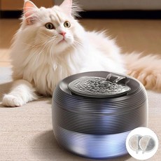 고양이정수기필터 초저소음 고양이 분수 자동 순환 필터 반려동물 식수 및 개 일정 온도 물그릇 LED 포함, 2.5L, 1set, Sky Green-9 filter, 1개