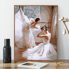 urkoteer DIY 명화 그리기 세트 40 x 50 cm 액자형 유화 붓 2세트 증정