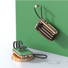 PYHO 미니 대용량 보조배터리 디지털 디스플레이 보조배터리 20000mAh 자체 4선 녹색