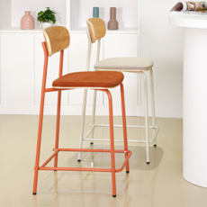  이브바텐 홈바 의자 높은 원목 패브릭체어 2P, 오렌지 2P, 1개 