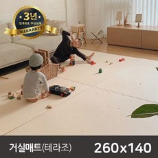 [쁘띠메종]두께4cm/매트무료보험/거실매트 (앞)테라조그레이X(뒤)크림 260 X 140, 단품
