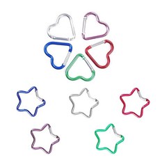 하트 스타 카라비너 클립 세트 10개 - 5가지 색상의 귀여운 합금 키링 배낭 물병 열쇠고리에 적합 핫템 잇템
