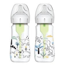 Dr. Brown's 내추럴 플로 젖병 9온스 레벨 1 2팩 189160, 2팩, 255.1g(9온스), 공룡, 2개