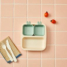 키즈세이프 렌지안심 네스틱 토끼 미니플레이트 3P(민트그린) KI0124061, 1개, 토끼 미니플레이트 (3P민트그린)_KI0124061