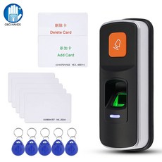 RFID 생체 인식 지문 액세스 컨트롤러 125KHz 열쇠 고리가있는 도어 잠금 장치 용 독립형 지문 판독기 SD 카드 다운로드