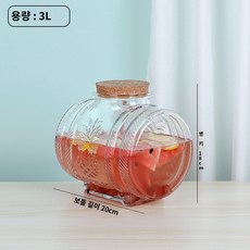 워터드스펜서 글라스 쥬스 디스펜서 5L 3L 1L, 8.8.8.8.캐티 네이키드 병 6개 코르크 뚜껑