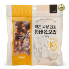 원더푸드 반려동물 저온숙성 건조간식 240g, 황태 + 오리 혼합맛, 1개, 황태 + 오리 혼합맛