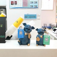 행운의 돼지 장식품 재물 풍수 건강 오픈 선물 돼지 아이디어 오픈 선물 개, 01 2차원 구재복돼지 핑크골드세트[창고 정