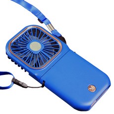 목걸이 넥밴드 탁상용 보조배터리 선풍기, 미드나잇블루