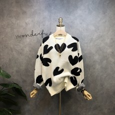 라임브릿지 예뽀 뽀송하트 라운드 니트