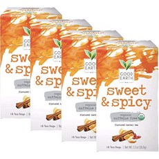 Good Earth Teas Organic Sweet and Spicy Caffeine Free Herbal 18 Tea Bags 4 Count, 1개