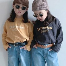 [비니블리] 블랙빈 보헤미안티셔츠 아이와엄마랑커플룩[S~MOM]