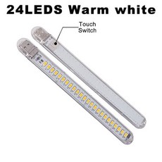 터치 스위치 USB LED 미니 책 조명 1.5W 책상 독서 램프 빨간색 파란색 녹색 흰색 휴대용 유연한 야간 DC5V, 24LED 따뜻한 화이트