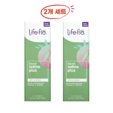 2통 라이프 플로 Life-flo 액상 요오드 플러스 요오드화 칼륨 무맛 59ml, 2개