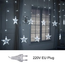 LED 줄 홈 2 5M 2025 별 장식 실내 요정 화환 파티 크리스마스 커튼 야외 스트링 조명 침실, Cold White 220V EU, 1개