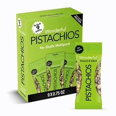 Wonderful Pistachios 껍질 없음 로스트 및 솔티드 너트 21.3g(0.75온스) 백(9팩) 단백질 스낵 탄수화물 친화적 글루텐 프리 이동 중에도 개별 포, 0.75 Ounce (Pack of 9), 3) 로스팅과 소금 2.5 Ounce Pack of