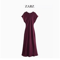 ZARA 여성원피스 30대 40대 슬림 롱 스커트 백 슬릿 실크 새틴 드레스