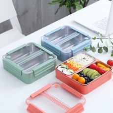 KORELAN304INS 스테인리스강 보온 도시락 더블 팩 1100ml 불꼬치 도시락 패스트푸드 팩, 청색, 1개