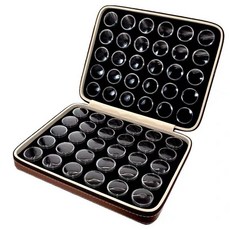 60개 30개 원형 큐빅 주얼리 누드 다이아몬드 보석 원석 보관함 비즈, 60 검은 둥근 상자 + 커피 컬러 지퍼 가방개