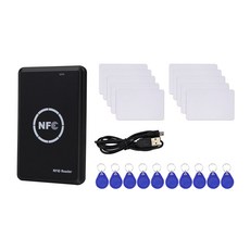 HID omnikey 3021 스마트카드 리더기 RFID 리더기 복사기 NFC 리더기 스마트 카드 프로그래머 액세스 카드 디코더 쓰기 가능 T5577 UID Fobs 카드 Blackbluewhite 블랙&블루&화이트 1개