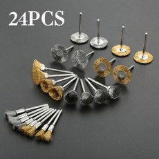 60Pcs 3mm 생크 스틸 와이어 브러쉬 도구 용 연마 휠 브러시 미니 브러시 버 용접 금속 표면 전처리 연삭 브러시, 24 개