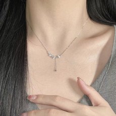 바로문 나뭇잎 실버 패션 목걸이 써지컬 쇄골체인