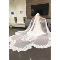 [해외] 실제 사진 화이트보리 5 M 웨딩 신부 베일 레이스 롱 베일 성당 베일 웨딩 액세서리 VEU DE NOIVA EE302