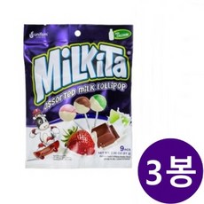 밀키타 어쏘티드 밀크 롤리팝, 81g, 3개