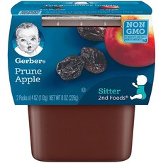 거버 Gerber 2nd Foods Prunes with Apple 2단계 이유식 푸룬 사과 퓨레 2개입 226g 8팩, 푸룬+사과 혼합맛