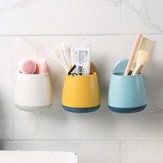 달자샵 주방 욕실 다용도 벽걸이 홀더, 옐로우, 3개