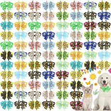 메이트 80피스 반려견용 크리스마스 강아지 나비 넥타이 작은 고양이 조절식 목걸이 기본 타이 애완동물 축제 홀리데이 반려동물 털보 그루밍 액세서리, Daisy