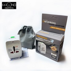 플라이토 해외 여행용 USB 멀티어댑터 2포트 + 파우치 JS-1004, 3세트