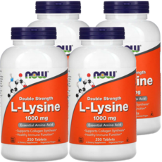 나우푸드 더블 스트렝스 L-라이신 1 000mg, 250정, 4개