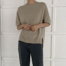 플로티 캐시미어 울 반팔 이너 레이어드 니트 티셔츠