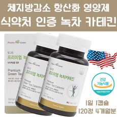식약처 인증 녹차카테킨 60정 카테킨 다이어트 피하지방빼는법 내장지방빼는음식 체지방감량, 2통