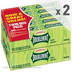Wrigley's 리글리스 더블민트 껌 5입 40팩 합200입 x2 Doublemint Gum, 1p