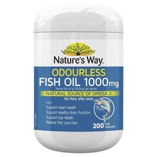 Natures Way Fish Oil 1000mg 호주 네이처스웨이 무취 피시 오일 오메가3 200캡슐, 1개, 1, 200정