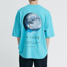 넛지어패럴 / 캐주얼 오버핏 달 프린팅 반팔 티셔츠