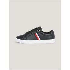 TOMMY HILFIGER GLOBAL STRIPE ELEVATED LEATHER SNEAKERS FW0FW07446BDS Black