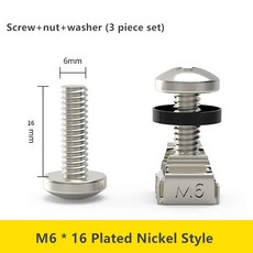 M6 캐비닛 나사 랙 마운트 케이지 너트 네트워킹 서버 섀시 분배 선반 라우터용 와셔 16mm 12mm, 04 M6 16 Nickel_02 50pcs, 02 50pcs