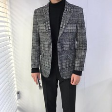 아르페 남자 빅사이즈 가을 겨울 모직 울 글랜체크자켓