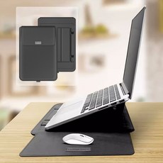 노트북 파우치 거치대 맥북 에어 케이스 커버 LG그램 삼성, 3in1맥북파우치 -검정